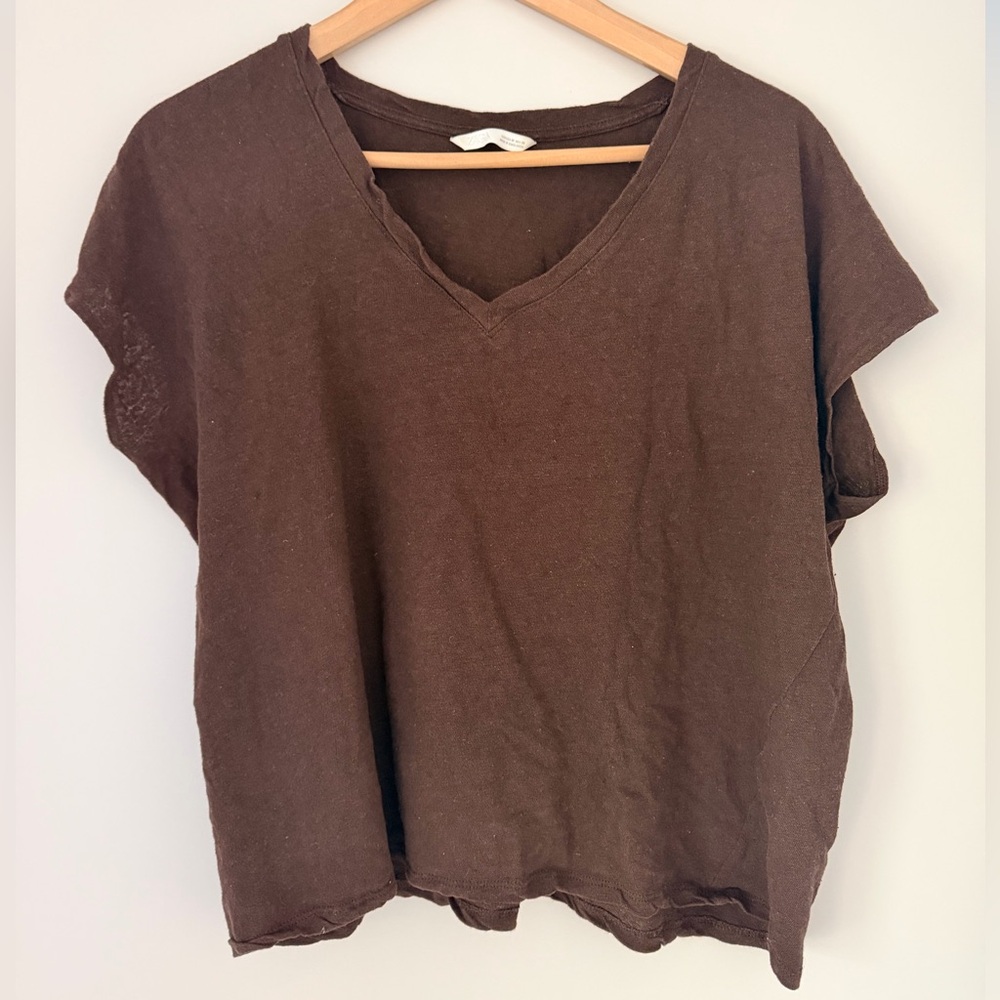 Zara linen v neck tee